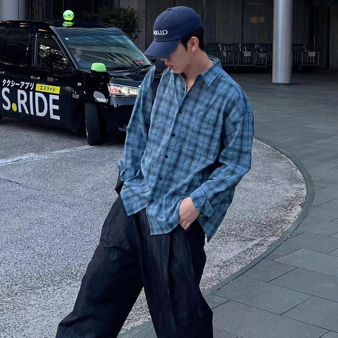 美式格子衬衫男款青少年长袖外套