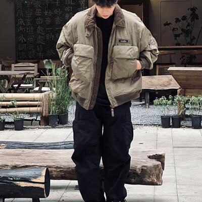 日系复古大口袋工装翻领夹克