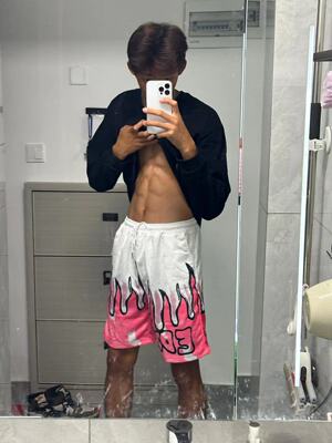 美式扎染火焰休闲短裤男女