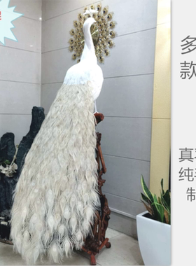 仿真真羽毛孔雀摆件绿白假孔雀橱窗装饰婚纱模型影视道具婚庆工艺