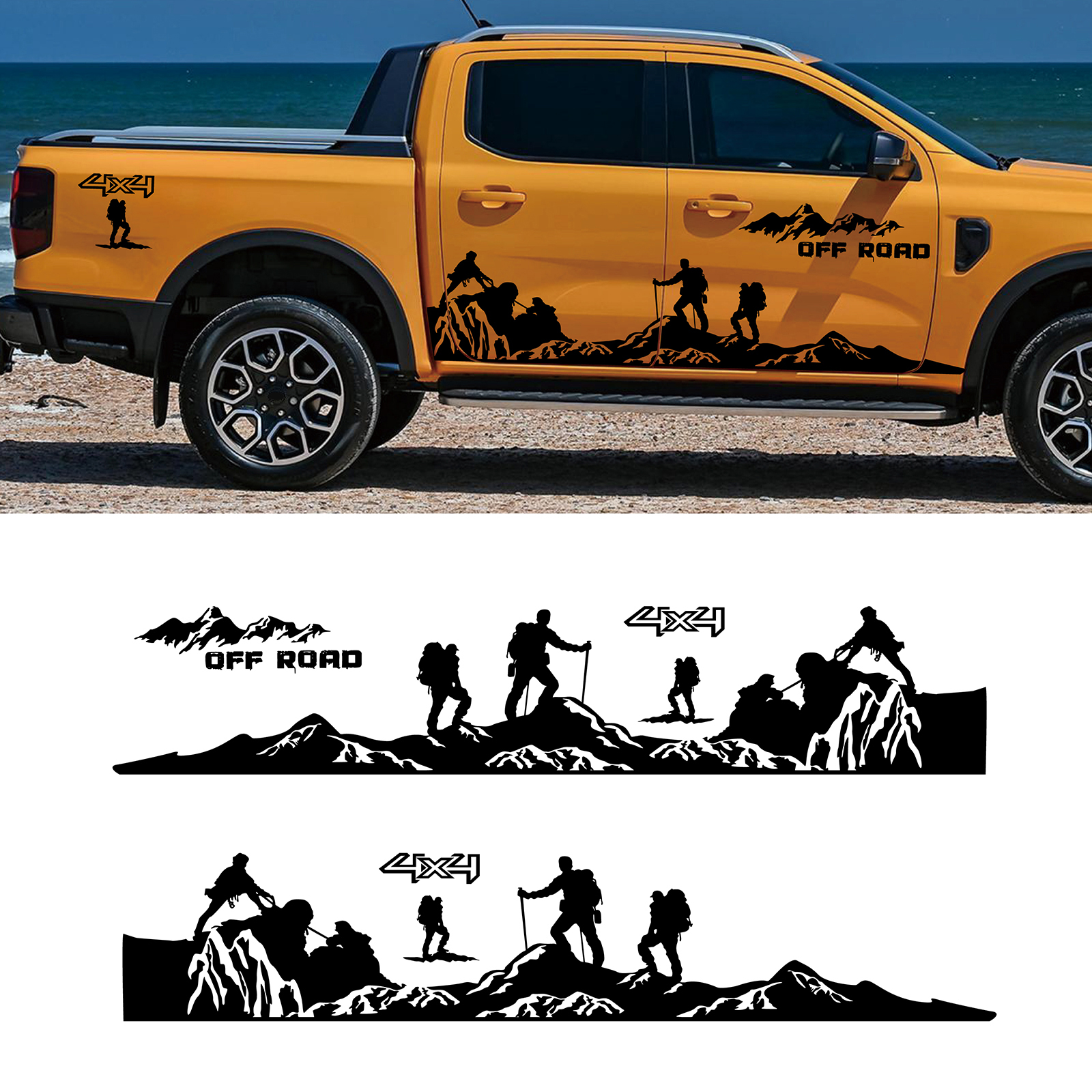 适用于福特猛禽F150汽车贴纸 皮卡车身贴 4x4登山者越野山脉拉花