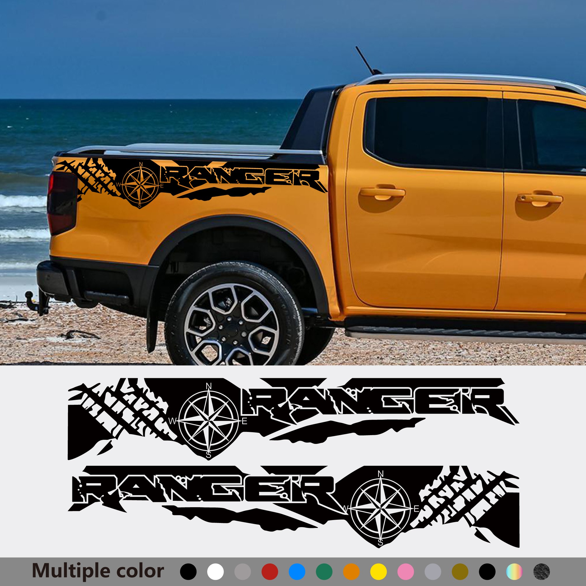 适用于福特Ranger猛禽Raptor皮卡贴纸 指南针装饰越野车尾部车贴