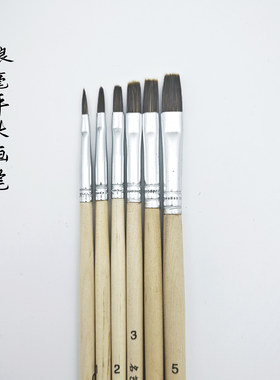 定制加长】超写实狼毫平头油画笔古典油画专业级老师学生画画专用