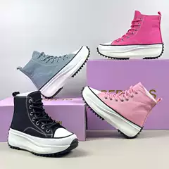 High-Top Canvas Women's Shoes for Export to the Usa, Thick-Soled, Height-Increasing, Lightweight, 2025 New Versatile Platform Sneakers