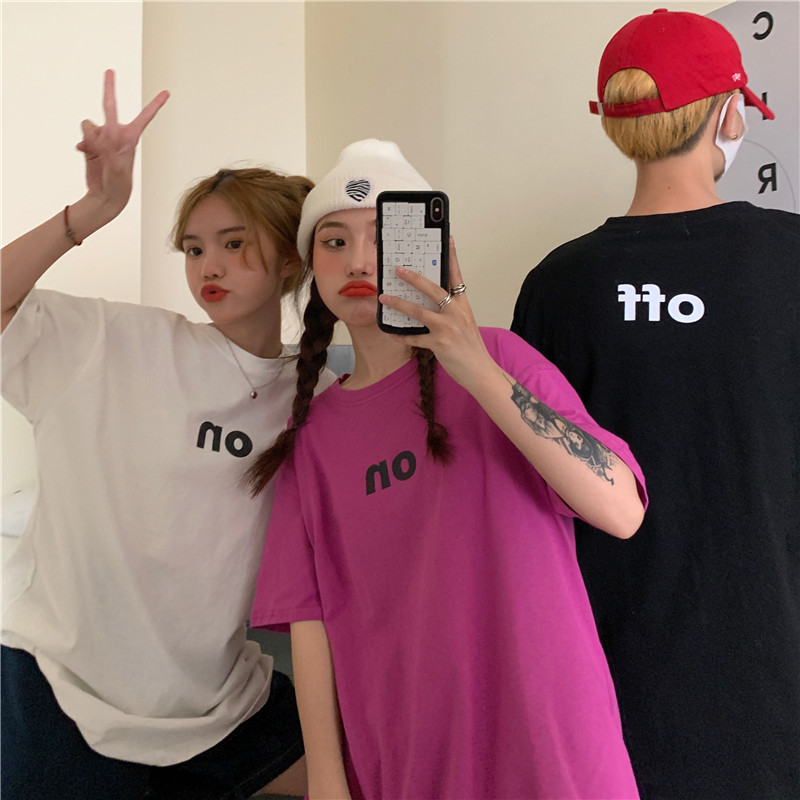 Real Korean loose simple letter printing versatile short sleeve T-shirt