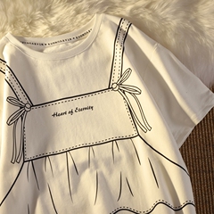 Real summer new round neck printing fake two loose short sleeve t-shirts for women