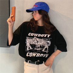 實拍字母印花百搭創意寬鬆短袖恤女