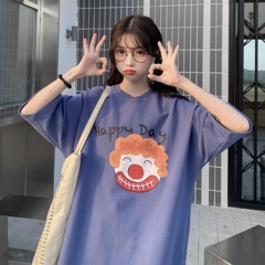 It turns out that the clown is my letter printed short sleeve top girl