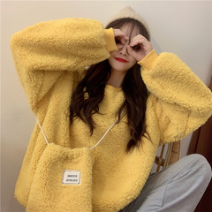 Real shot of Korean ins super hot minority cashmere loose Korean jacket + with bag