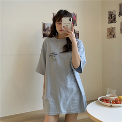 Mid long Korean loose short sleeve T-shirt