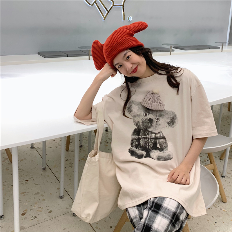 Real shot spring Korean half sleeve T-shirt