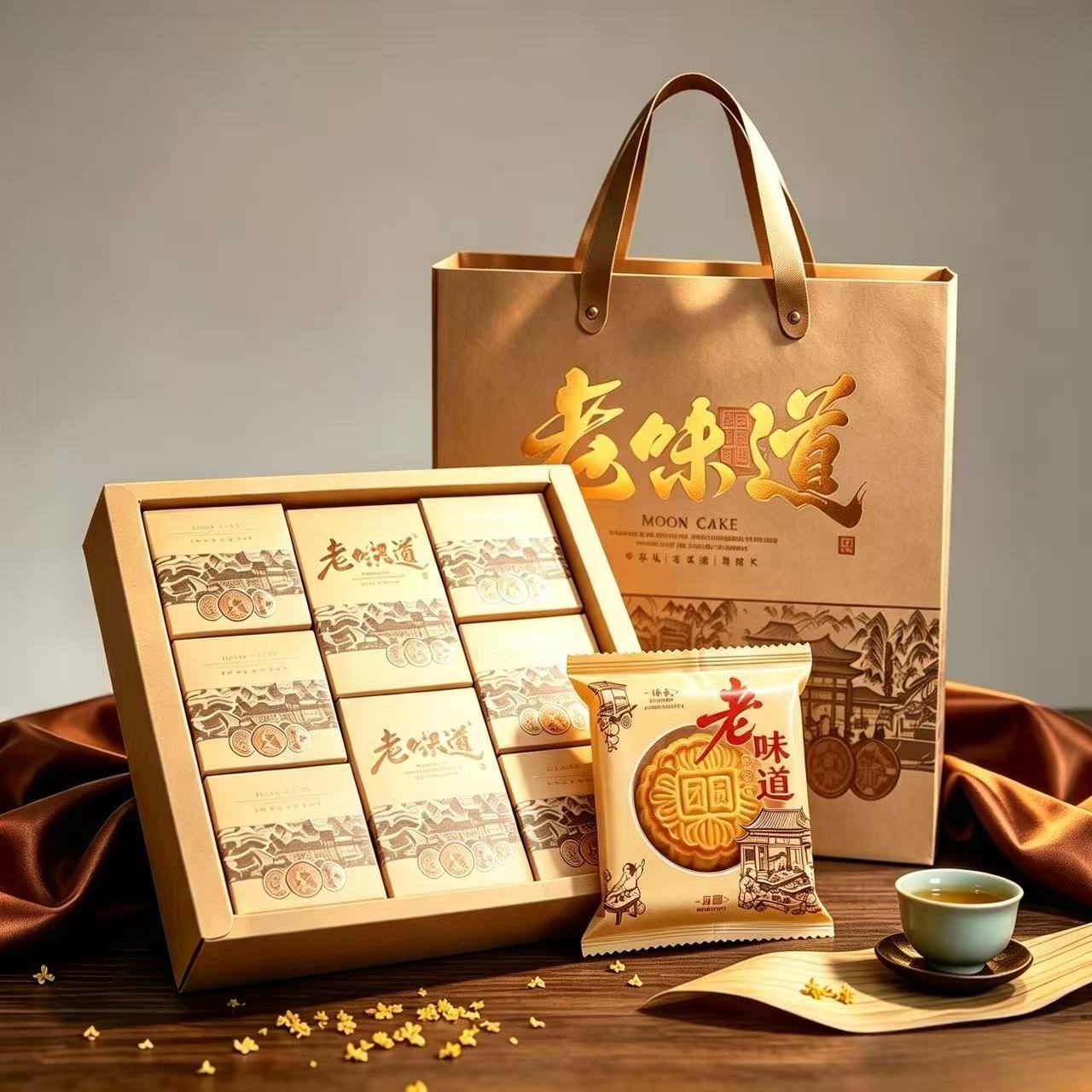 中秋复古手提袋传承团圆送礼