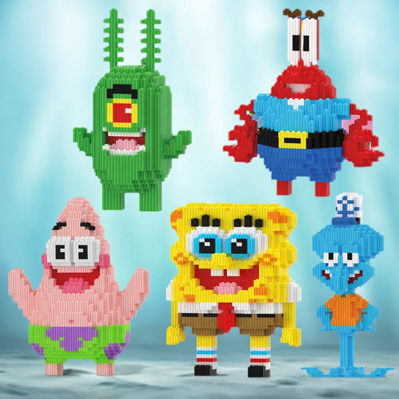 海绵宝宝派大星积木拼装玩具智力开发动脑小颗粒成人版男女孩层叠