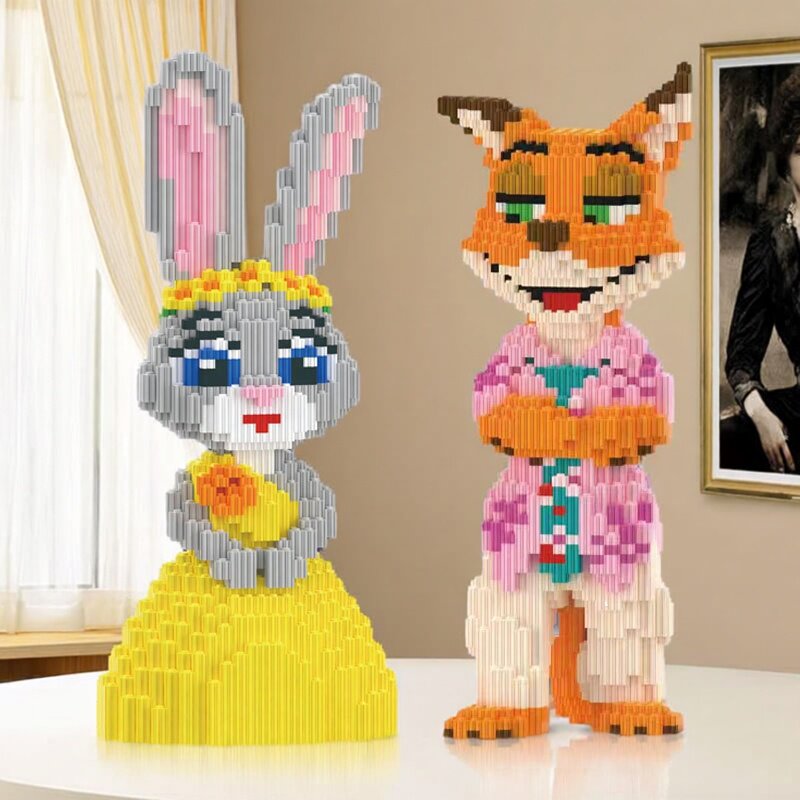 疯狂动物城卡通积木拼装玩具益智力开发动脑小颗粒男女孩成人拼图