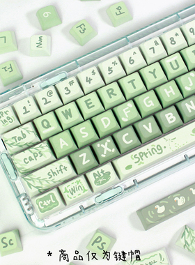 个性PBT春游抹茶奶绿白日梦想家创意键帽XDA浅绿色阿米洛akko键盘