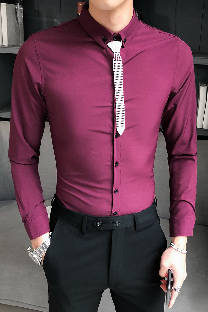 B302CS3012021秋季新品店主风长袖衬衫送同款配饰白首,男装衬衫,电商B216（原B302）