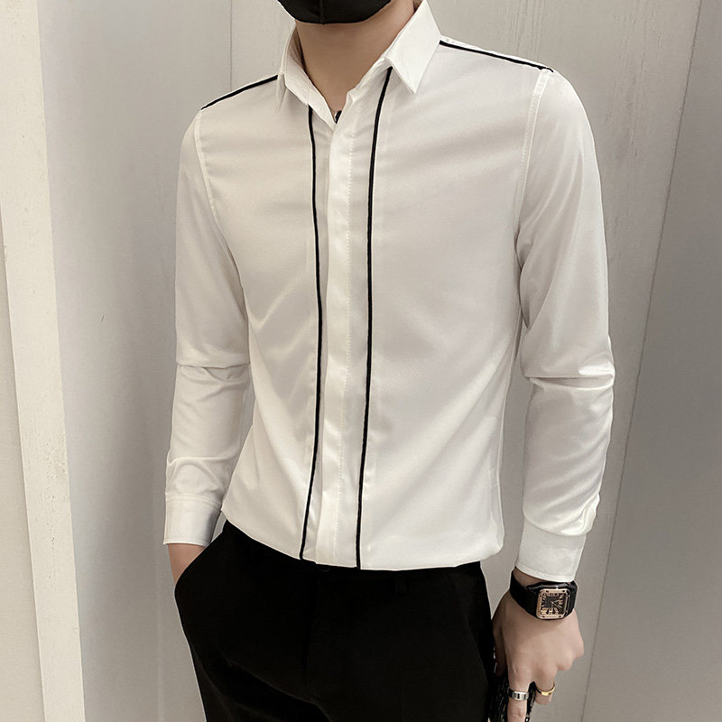 B302CS392022秋装新款男长袖拼接衬衫社会无头风,男装衬衫,电商B216（原B302）