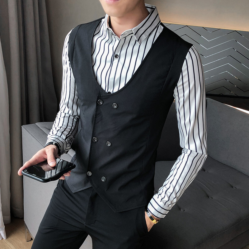 B302CS3252021秋装新款双排扣假两件衬衫夜店工作服M-5XL,男装衬衫,电商B216（原B302）