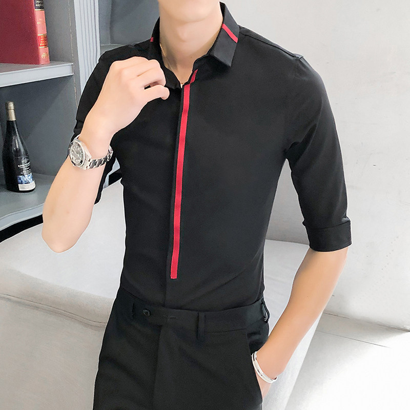 B302CS1182021新款夏装男士七分袖工装中袖衬衫店主风,男装衬衫,电商B216（原B302）