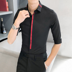B302 CS118 2021新款夏装男士七分袖工装中袖衬衫 店主风图片