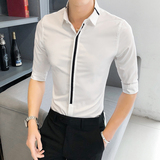 B302CS1182021新款夏装男士七分袖工装中袖衬衫店主风，男装衬衫，电商B216（原B302）