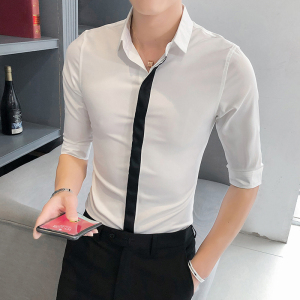 B302 CS140 2021新款夏装男士七分袖工装男中袖衬衫 店主风图片