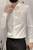B302CS3382021秋精神小伙刺绣长袖衬衫黑首社会无头风，男装衬衫，电商B216（原B302）