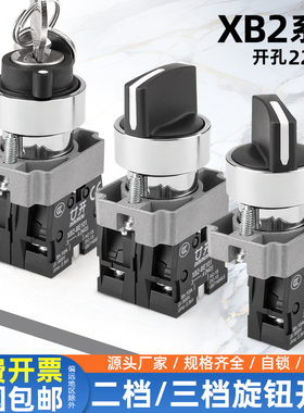 ZB2电源转换旋转选择主令按钮开关XB2-BD33/25/21二/三档旋钮钥匙