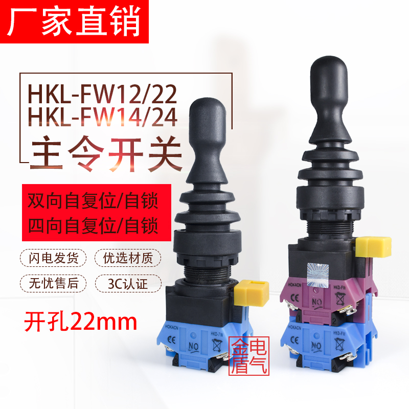 红开双向四向自复位自锁十字开关HKL-FW22/12/14/24 摇杆主令开关