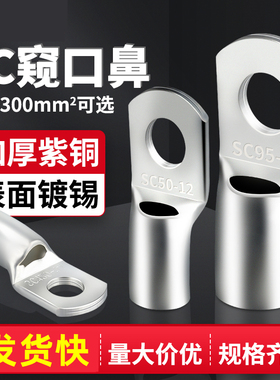 窥口接线端子SC50/70/95-6/8//1012/14/铜鼻子铜接头式紫铜线耳