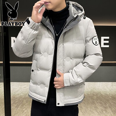 花花公子冬季短款羽绒服加厚保暖