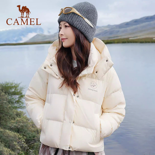 [张予曦同款]骆驼熊猫系列短款羽绒服女冬2025年新款黑色羽绒外套