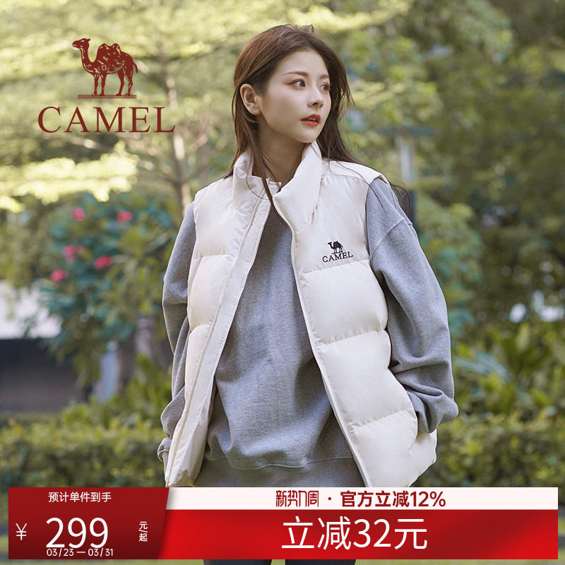 骆驼羽绒马甲男女同款秋冬季新款运动轻薄短款羽绒背心休闲外套