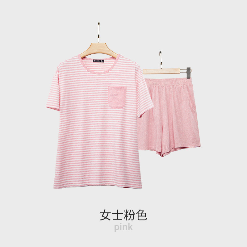 骆驼睡衣夏款2022年新款纯棉薄款短袖可外穿男士情侣睡衣家居服