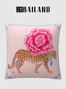百澜家居YH019复古花和豹双面印花沙发客厅抱枕靠垫床上靠包腰枕