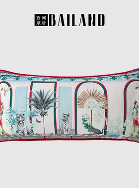 百澜家居YH146红绿色中式古典双面印花沙发客厅抱枕床头靠垫腰枕