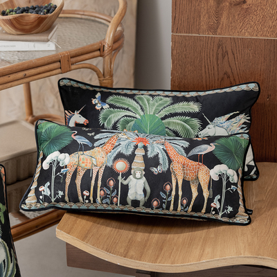 百澜家居YH202丛林动物系列丝绒靠枕沙发抱枕办公室腰枕床头靠包