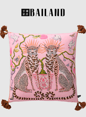 百澜家居YH012美式复古双面印花豹沙发客厅抱枕靠垫床上靠枕腰枕