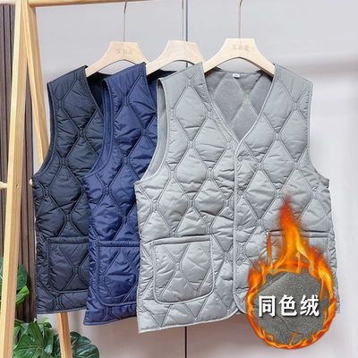 2025新款羽绒棉马甲男士秋冬季中老年加绒加厚保暖背心坎肩爸爸装