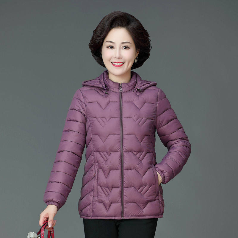 中老年妈妈连帽羽绒棉衣女