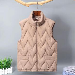贴身马夹 坎肩保暖背心妈妈装 秋冬中老年加厚羽绒棉马甲女短款 大码