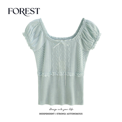 拾野森镂空麻花蕾丝针织衫