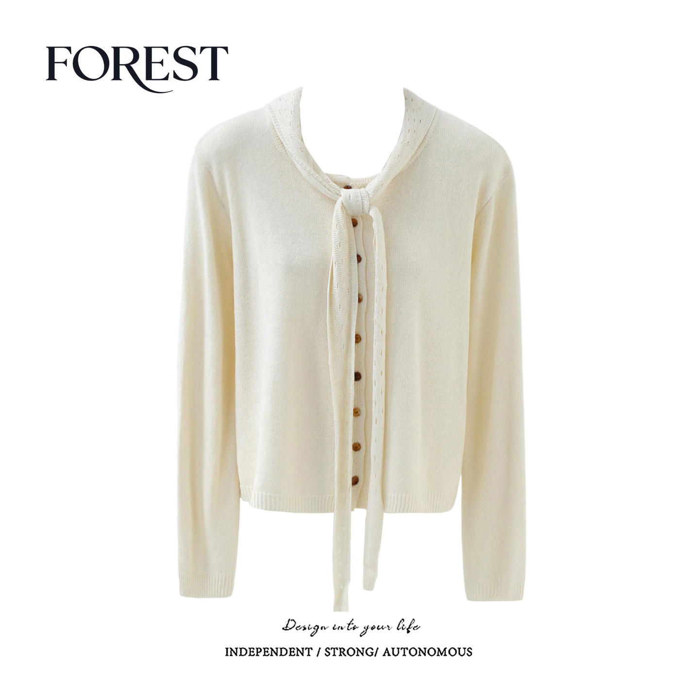 拾野森长袖针织衫披肩两件套