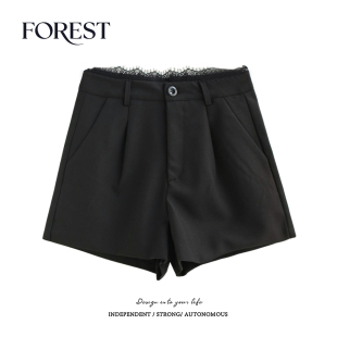 夏装 休闲裤 新款 高腰显瘦蕾丝花边短裤 百搭 韩版 拾野森