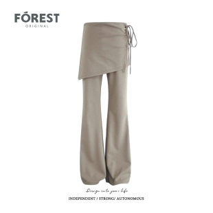 韩系高腰显瘦裙摆系绳瑜伽裤 新款 微喇叭裤 休闲裤 拾野森 长裤 春装