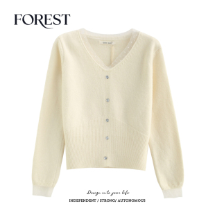 收腰顶钻网纱波点长袖 不退不换 2件5折 V领套头毛衣上衣 清仓