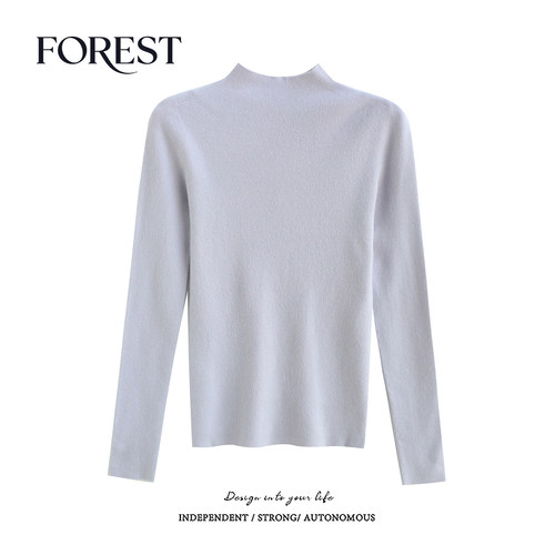 拾野森无缝针织半高领打底衫