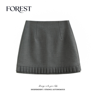 高腰显瘦百褶花边半身裙短裙A字裙短裙安全裤 韩版 春夏新款 拾野森