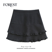 显瘦双层木耳边半身裙A字裙短裙安全裤 不退不换 清仓 2件5折