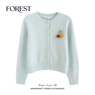 不退不换 2件5折 韩系短款 柿子包扣长袖 外套 圆领毛衣开衫 清仓